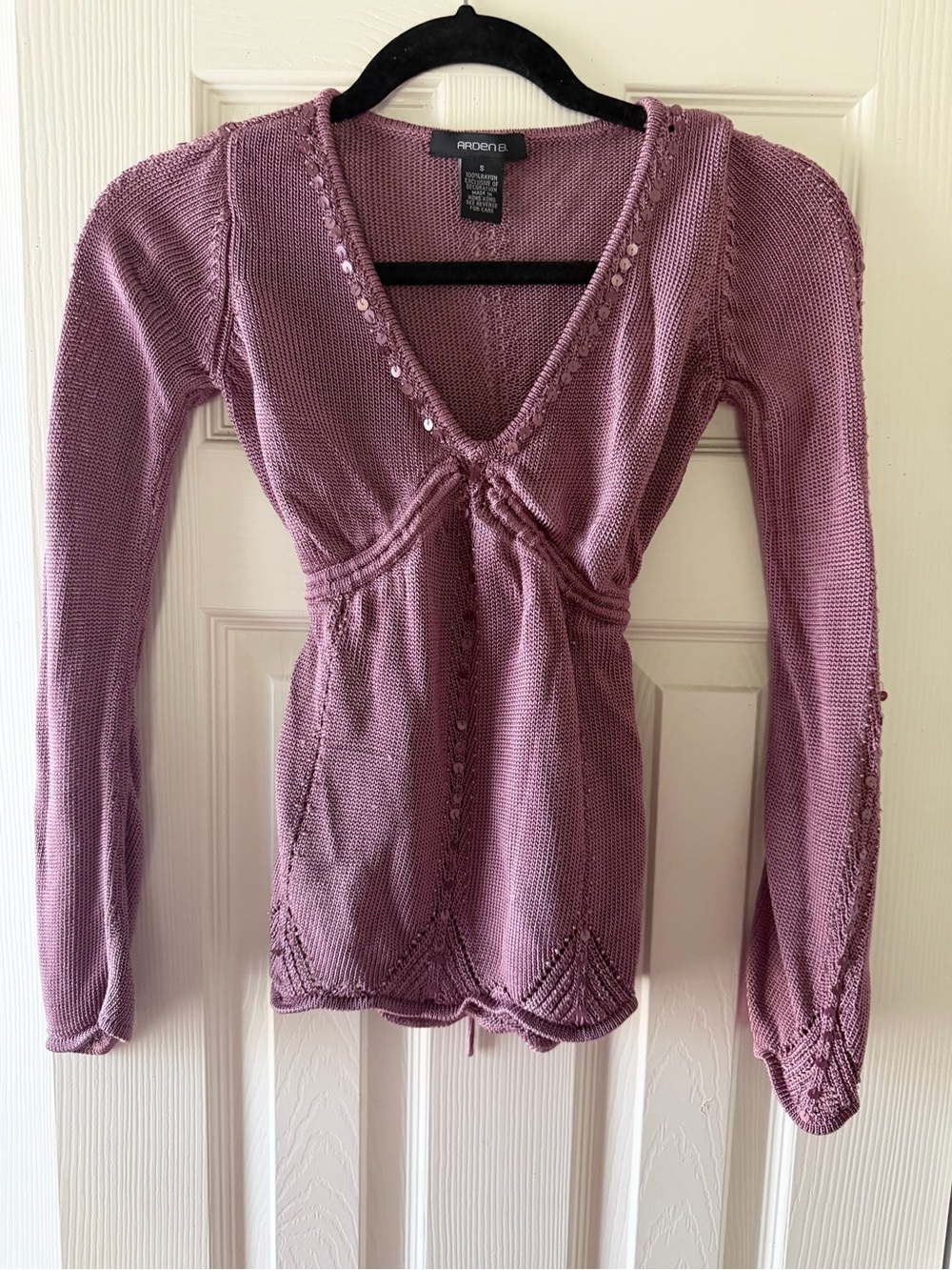 Y2K Purple Knit Long Sleeve Sequin Top